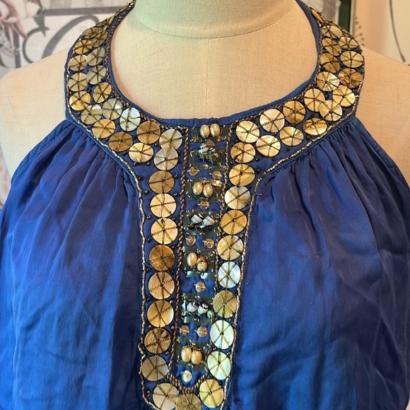 Boston Proper 2 Blue and Green Sequin Halter Dress - Picture 3 of 4